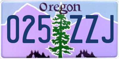 OR license plate 025ZZJ