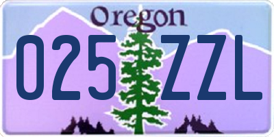 OR license plate 025ZZL