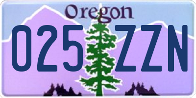 OR license plate 025ZZN