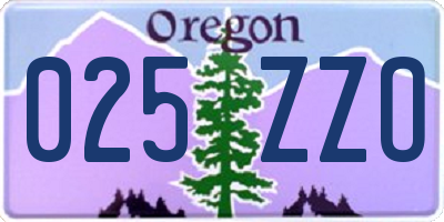OR license plate 025ZZO