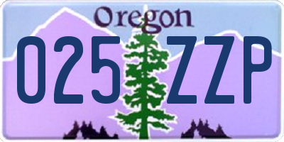 OR license plate 025ZZP