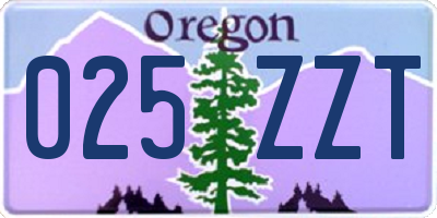 OR license plate 025ZZT