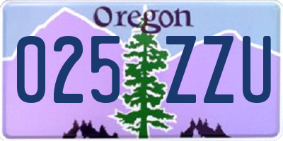 OR license plate 025ZZU