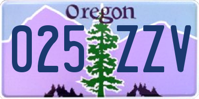 OR license plate 025ZZV