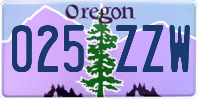 OR license plate 025ZZW