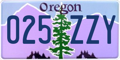 OR license plate 025ZZY