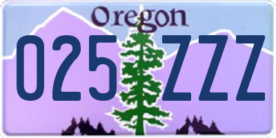 OR license plate 025ZZZ