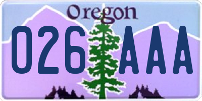 OR license plate 026AAA