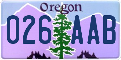 OR license plate 026AAB