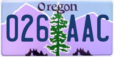 OR license plate 026AAC