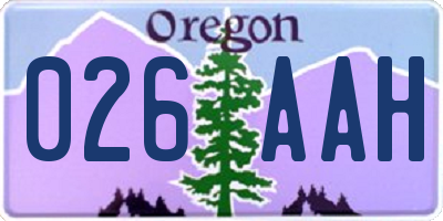 OR license plate 026AAH
