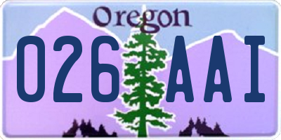OR license plate 026AAI