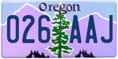 OR license plate 026AAJ