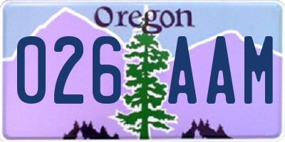 OR license plate 026AAM