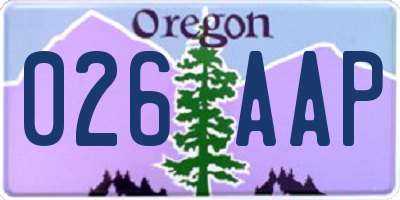 OR license plate 026AAP