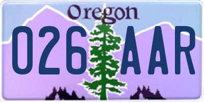 OR license plate 026AAR
