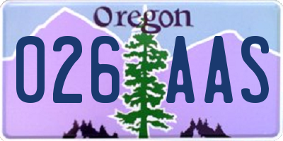 OR license plate 026AAS
