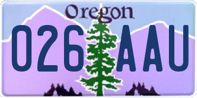 OR license plate 026AAU