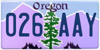 OR license plate 026AAY