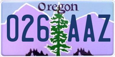 OR license plate 026AAZ
