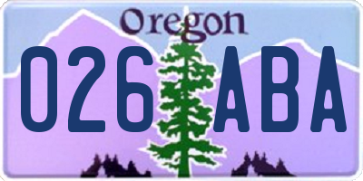 OR license plate 026ABA