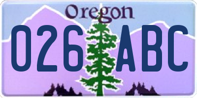 OR license plate 026ABC