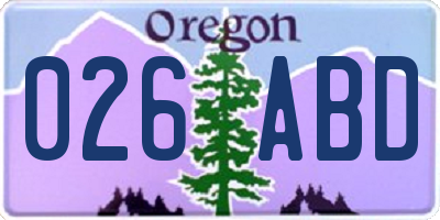 OR license plate 026ABD