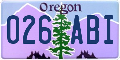 OR license plate 026ABI