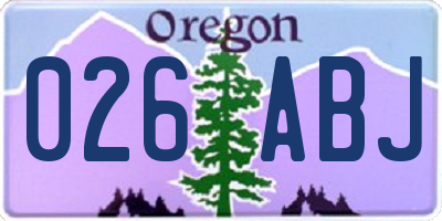 OR license plate 026ABJ