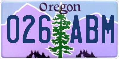 OR license plate 026ABM