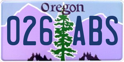OR license plate 026ABS