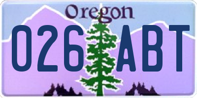 OR license plate 026ABT