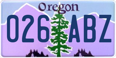 OR license plate 026ABZ