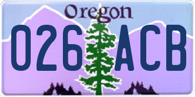 OR license plate 026ACB