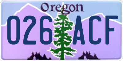 OR license plate 026ACF