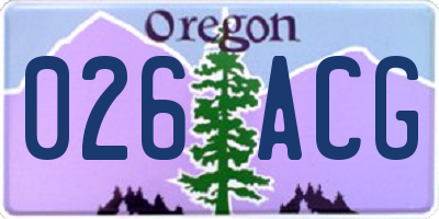 OR license plate 026ACG