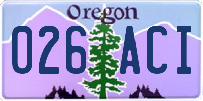 OR license plate 026ACI