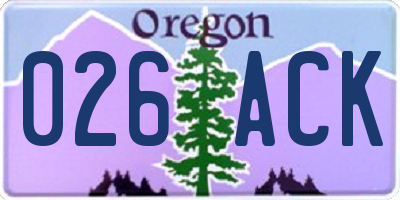 OR license plate 026ACK