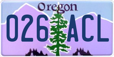 OR license plate 026ACL