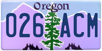 OR license plate 026ACM