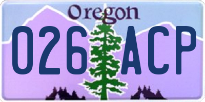 OR license plate 026ACP