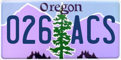 OR license plate 026ACS