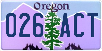OR license plate 026ACT