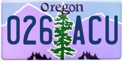 OR license plate 026ACU