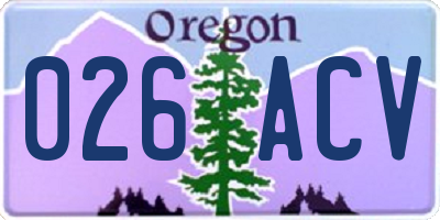 OR license plate 026ACV