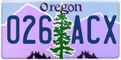 OR license plate 026ACX