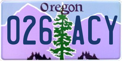 OR license plate 026ACY
