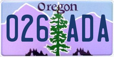 OR license plate 026ADA