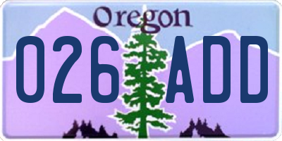 OR license plate 026ADD