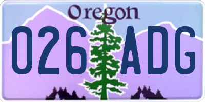 OR license plate 026ADG
